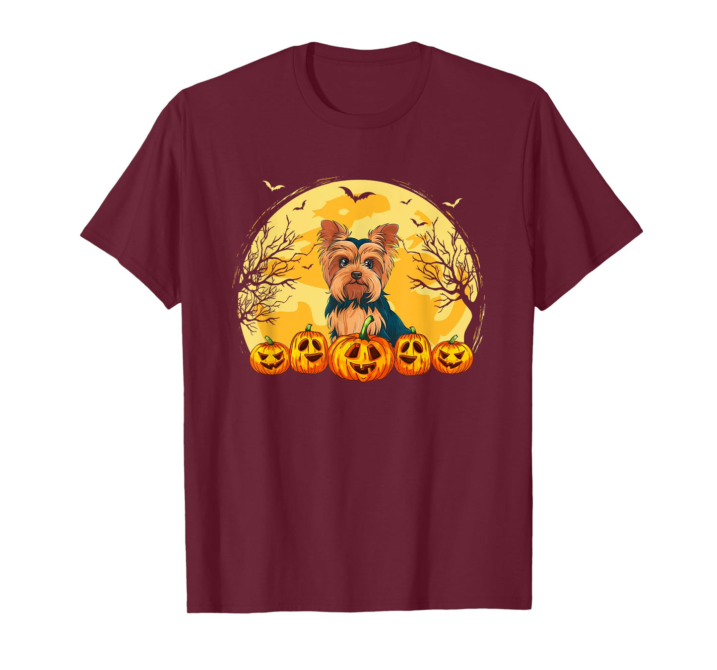 Funny Yorkie Dog Pumpkins Halloween Costume Men Women Kids T-Shirt