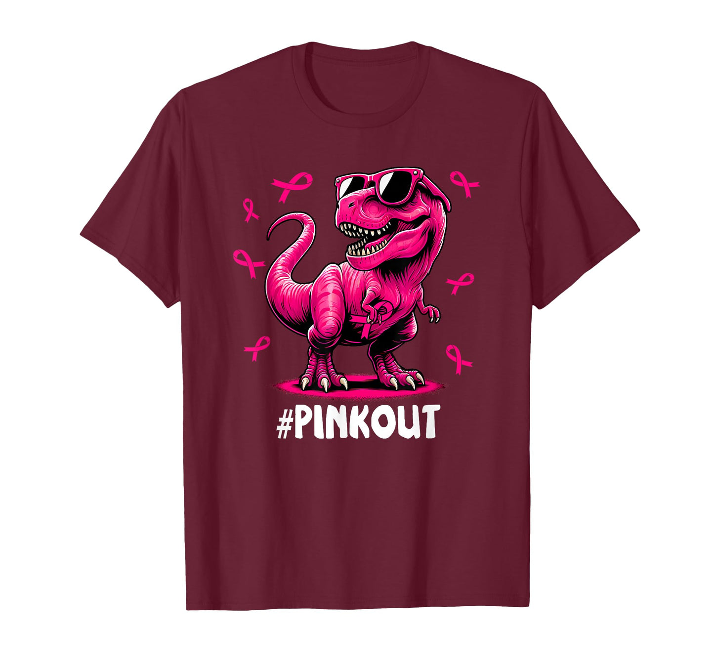Pink Out Breast Cancer Dinosaur Ribbon Boy Girl Kid T-Shirt