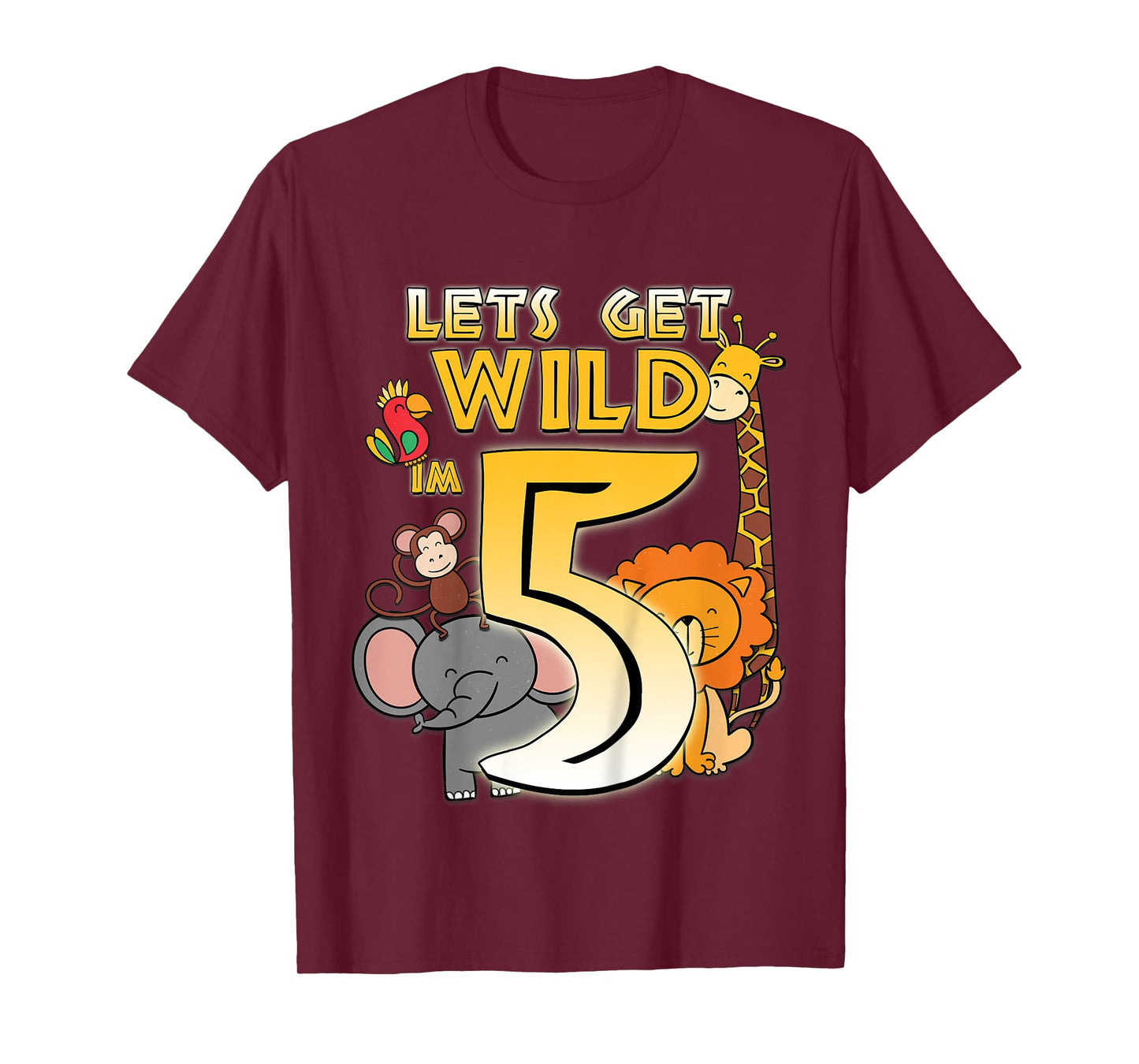 5 Years Old Zoo Animals Safari 5th Birthday Boys Girls T-Shirt
