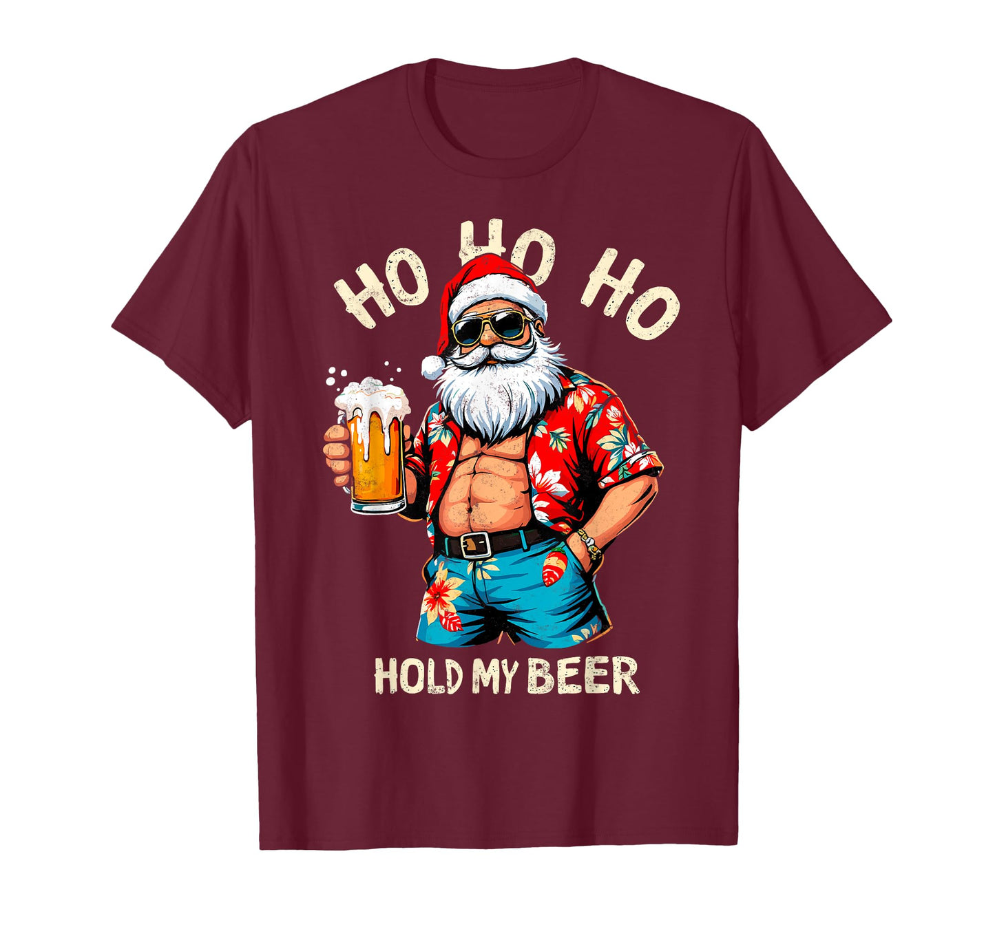 HO HO HO Hold My Beer Lover Drinker Santa Christmas Party T-Shirt
