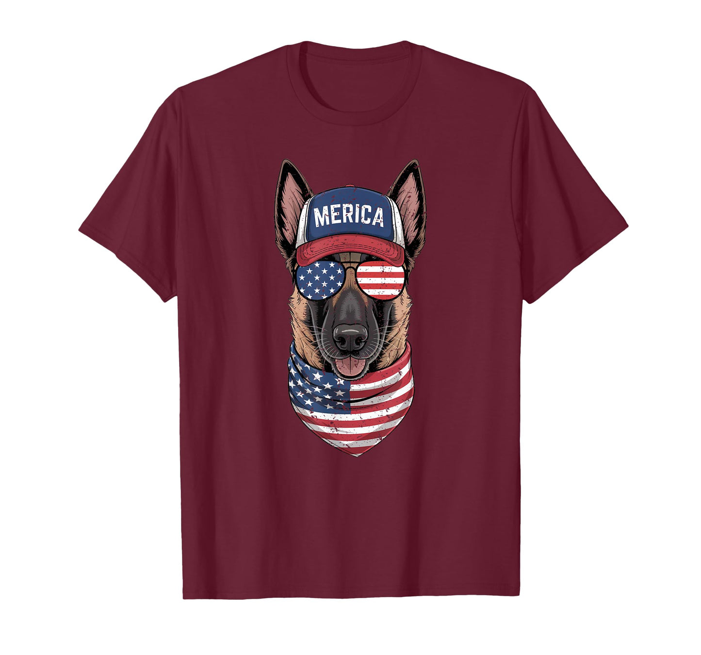 Belgian Malinois 4th of July US American Flag Dog Patriotic T-Shirt