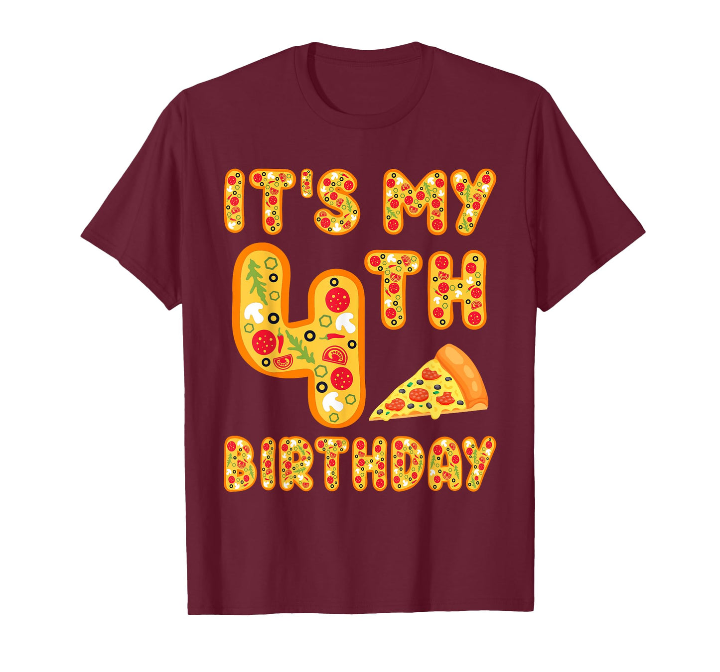 4 Years Old Boys Girls Kids 4th Birthday Pizza Family T-Shirt