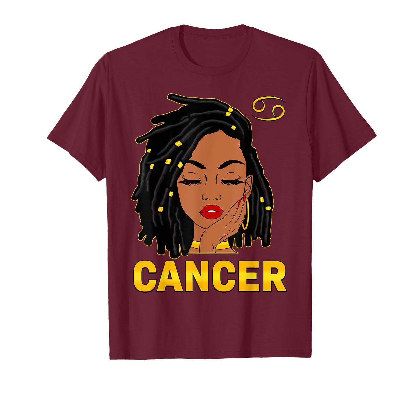 Cancer Queen Loc'd Hair Black Woman Zodiac Sign Birthday T-Shirt