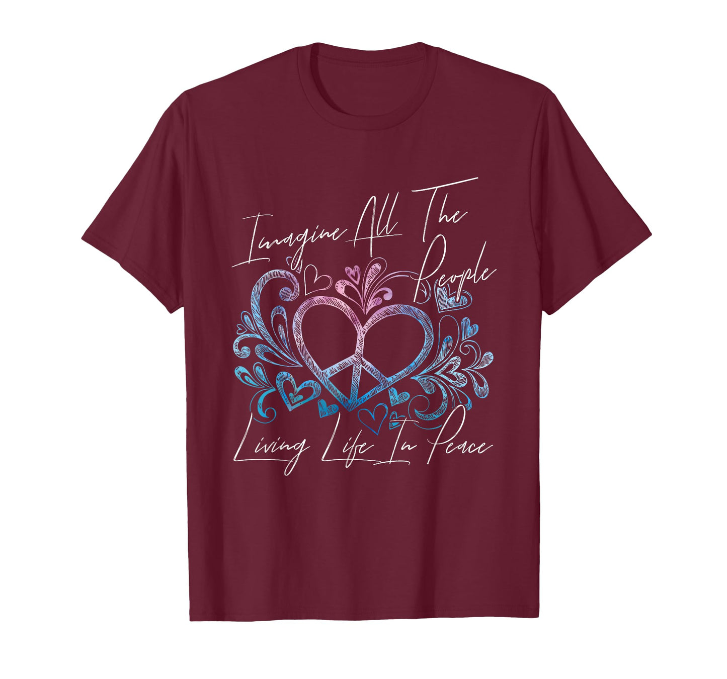 Imagine Hippie People Living Life in Peace and Love Gift T-Shirt
