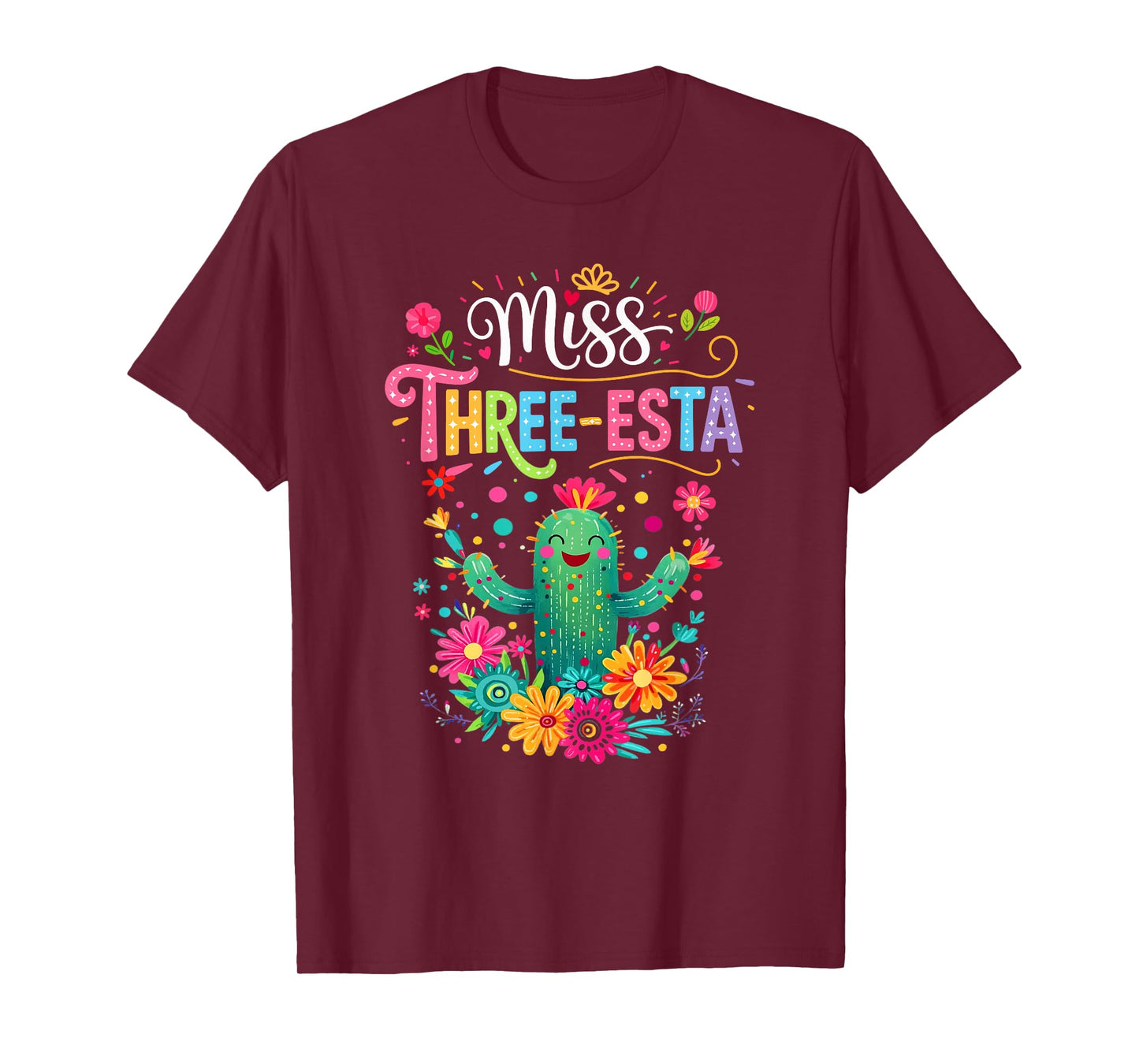 Miss Three-Esta Fiesta Cactus 3Rd Birthday Party Outfit T-Shirt
