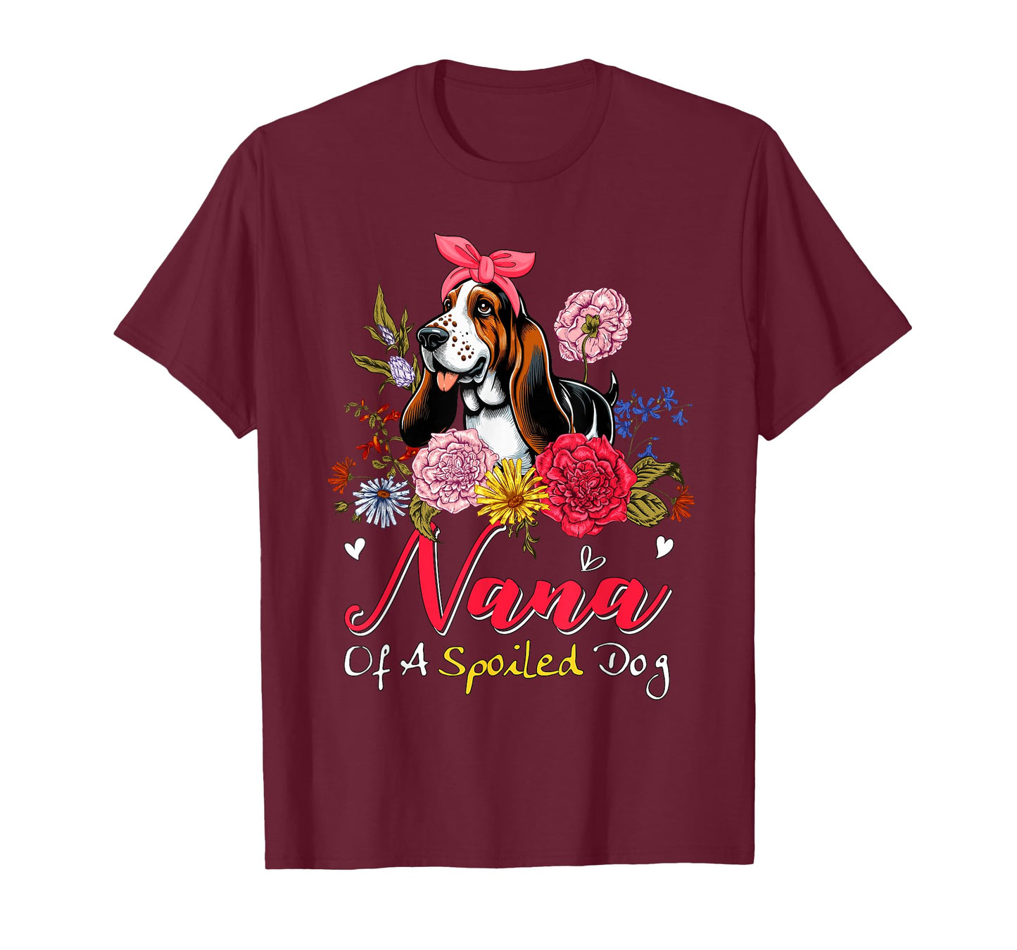Nana Of A Spoiled Dog Mother's Day Basset Hound Bow Tie Men Women T-Shirt