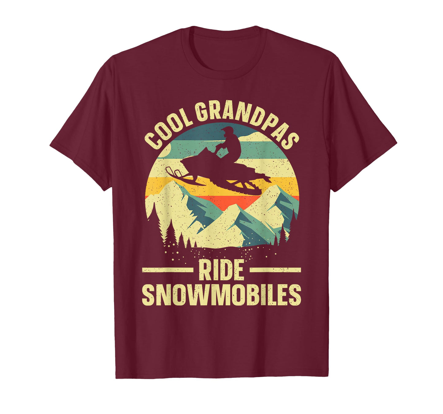 Cool Snowmobile Art For Men Grandpa Snowmobiling Snowmobile T-Shirt