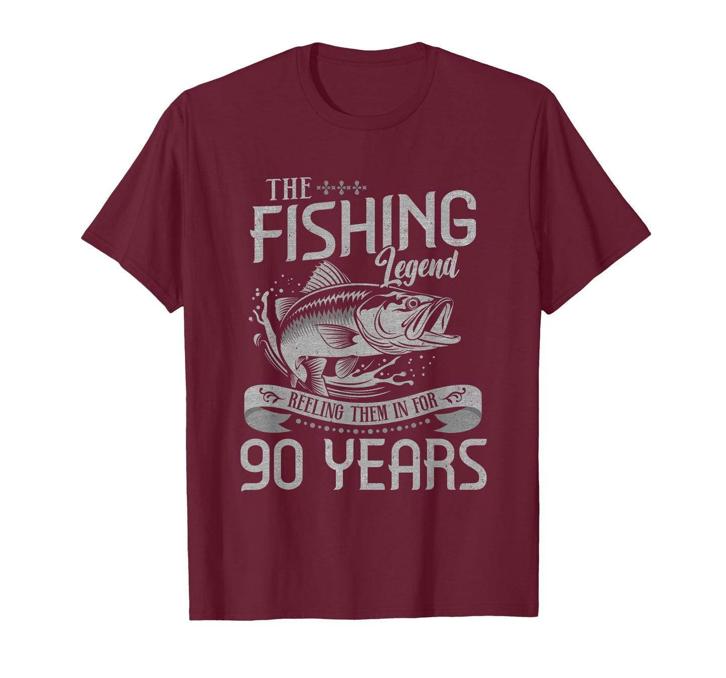 Fishing Legend 90 Years Old Gift Fisherman 90th Birthday Men T-Shirt