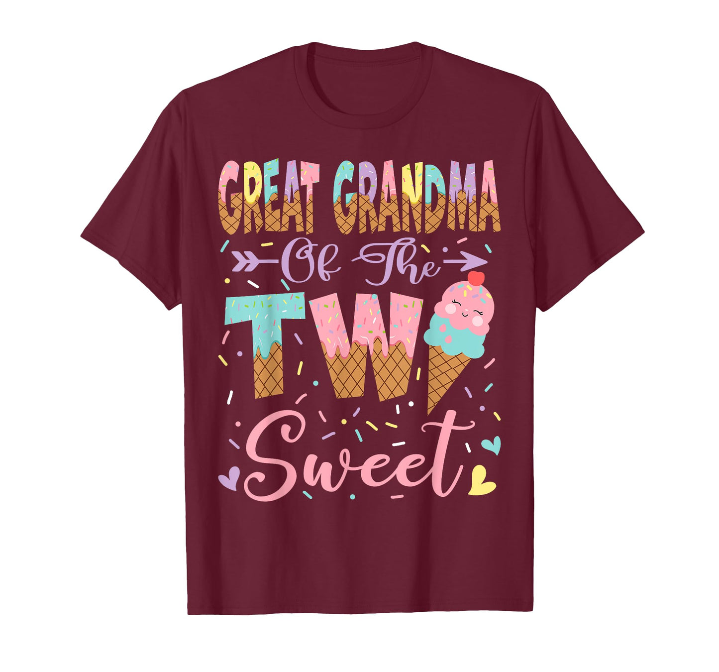 Great Grandma Of The Two Sweet 2Nd Birthday Summer Ice Cream T-Shirt