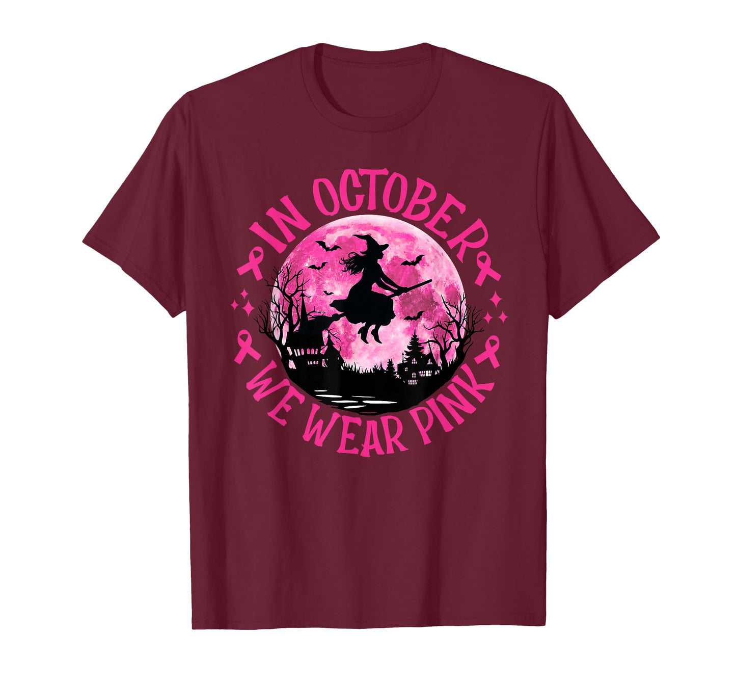 In October We Wear Pink Witch Breast Cancer Awareness Women T-Shirt