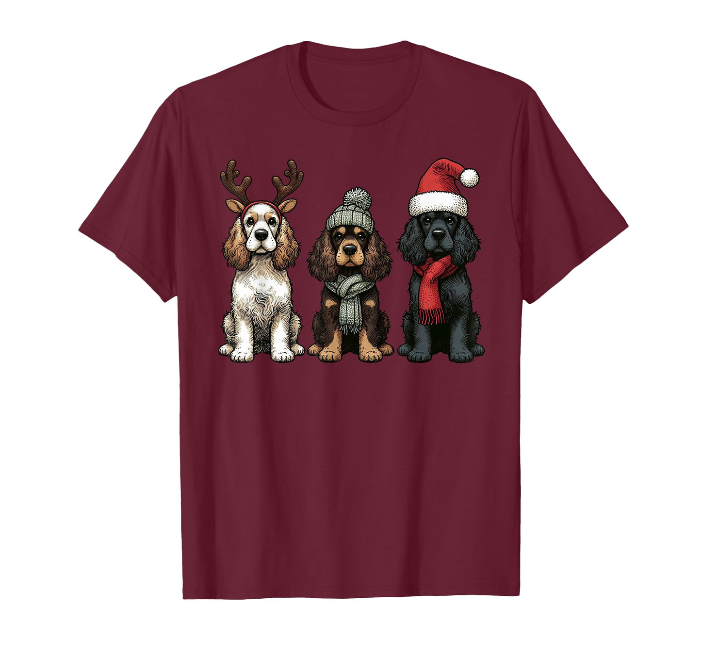 Santa Reindeer Cocker Spaniel Christmas Cocker Lover Pajama T-Shirt