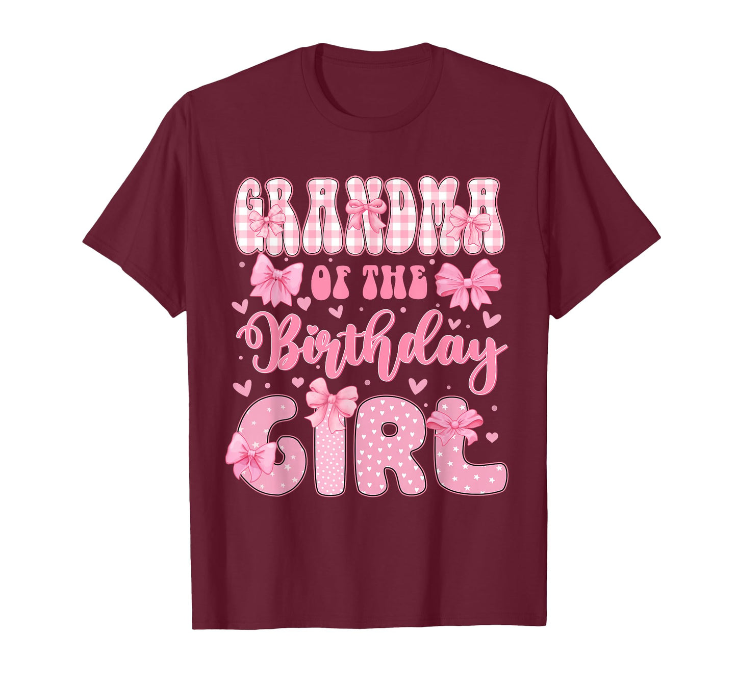 Grandma Of The Birthday Girl Family Pink Coquette Bow Bday T-Shirt