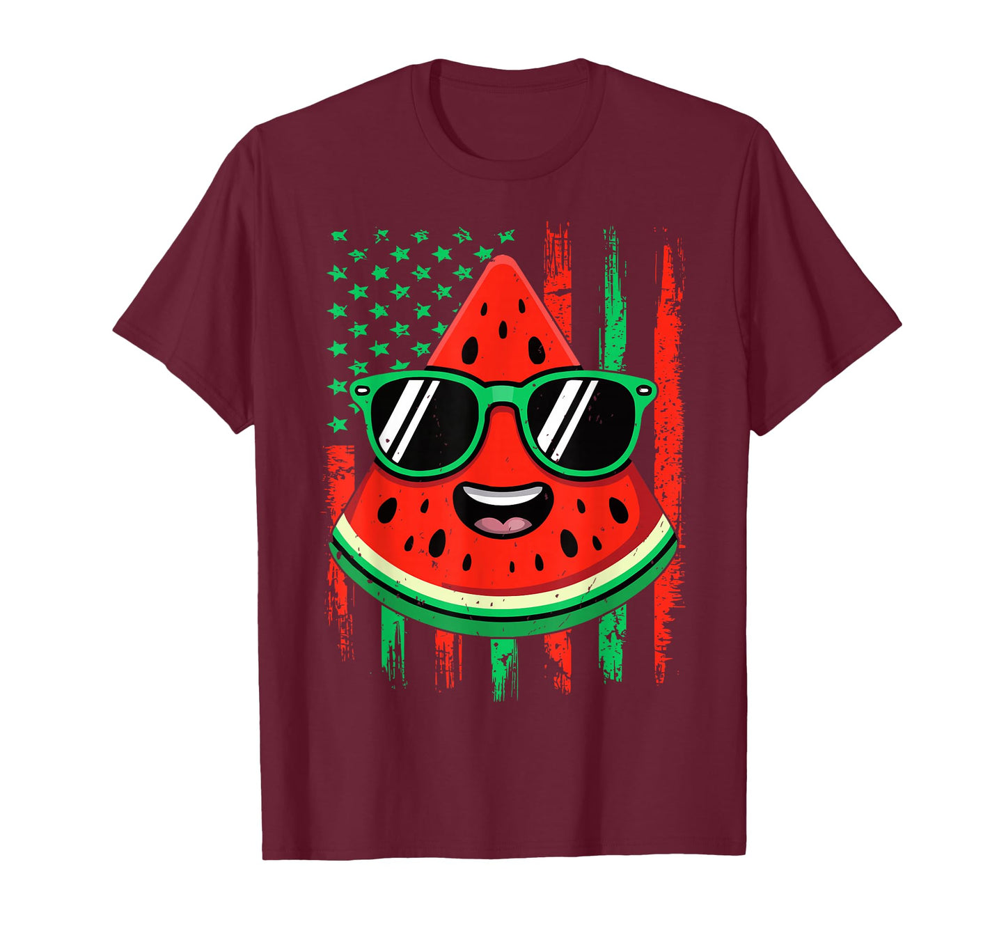 Watermelon American Flag for Fruits Lovers USA T-Shirt