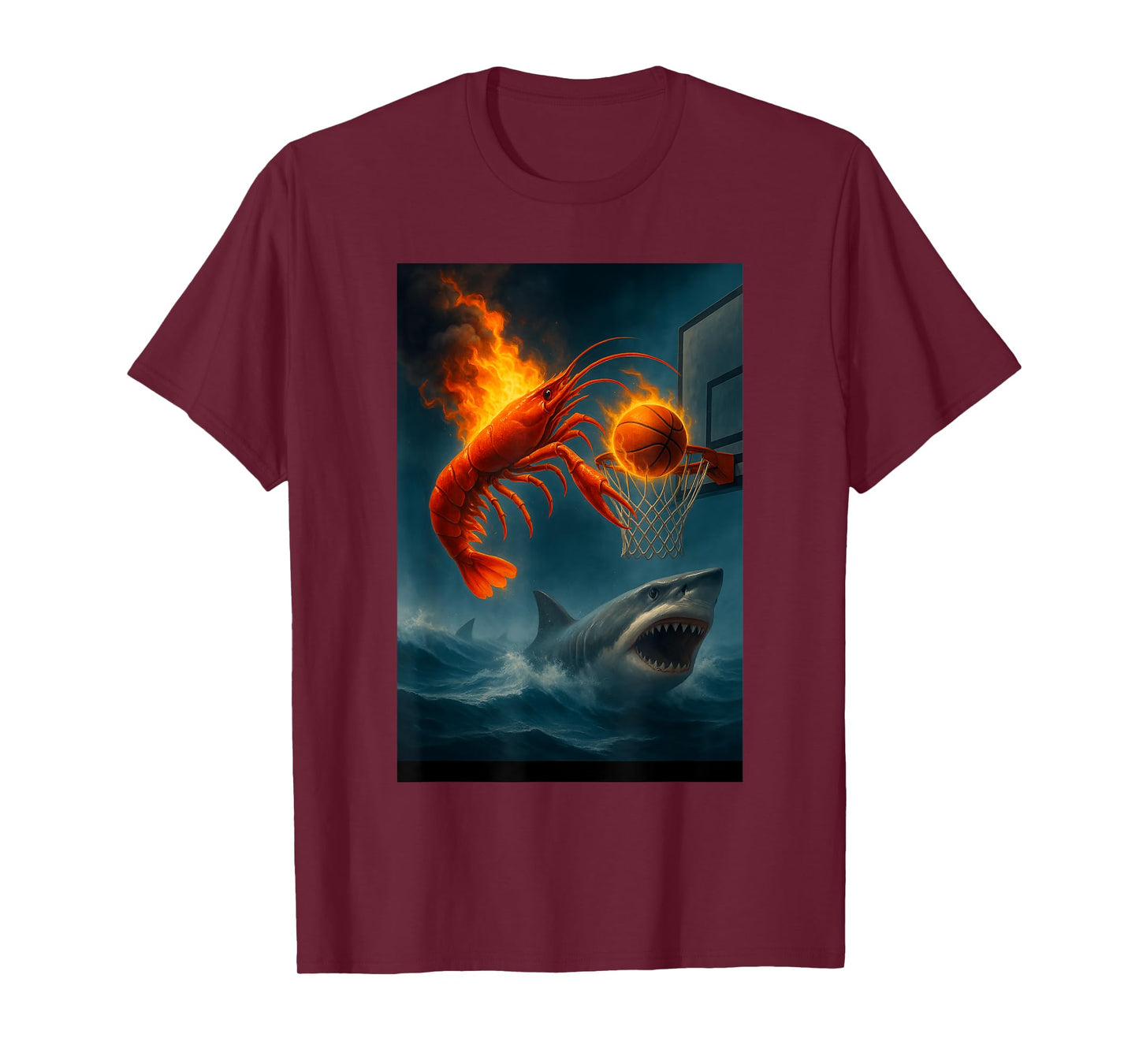 Shrimp Dunking on Shark Funny Fishing Meme T-Shirt