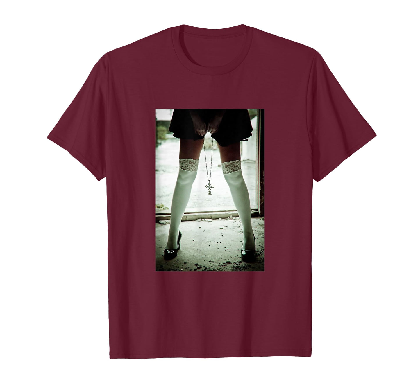 Sexy T-Shirt Sexy Mobile Phone Case Nun in Underwear Cross T-Shirt