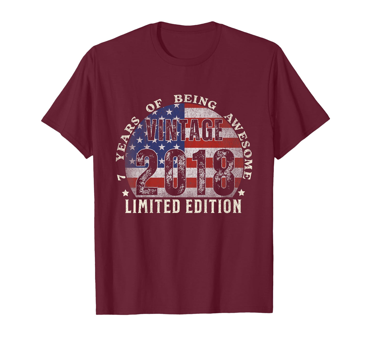 Kids Vintage 2018 Limited Edition 7-Year-Old Gifts 7th Birthday T-Shirt