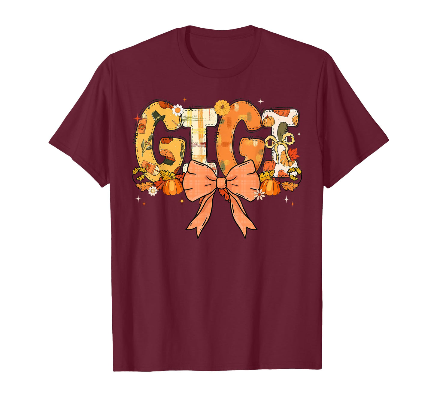 Gigi Pumpkin Fall Coquette Bow Thanksgiving Mom Women T-Shirt