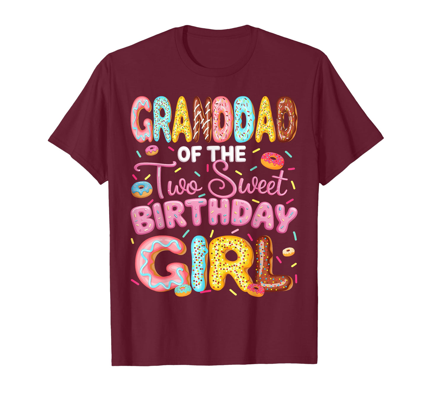 Granddad Of The Two Sweet Birthday Girl Donut 2Nd Birthday T-Shirt