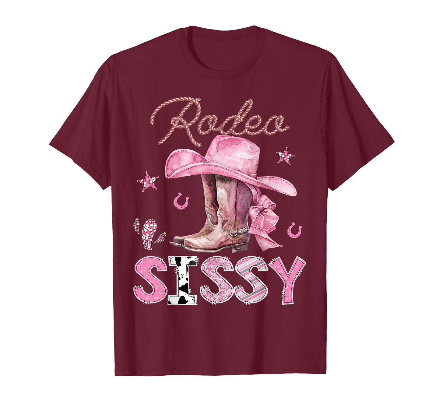 Rodeo Sissy Pink Boots Coquette CowGirl Birthday Party T-Shirt