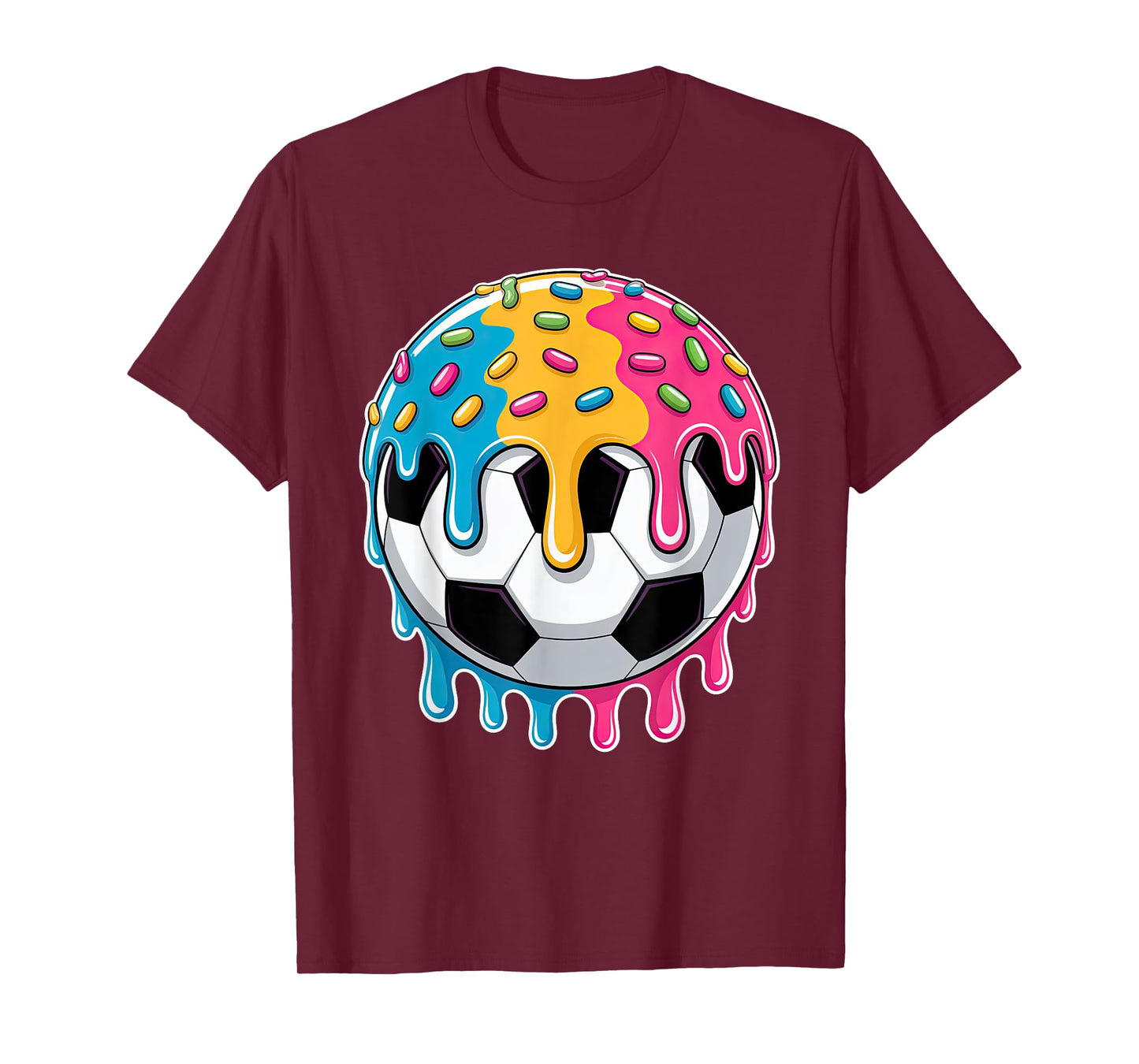 Soccer Ice Cream Boys Soccer Drip With Sprinkles Summer Tee T-Shirt