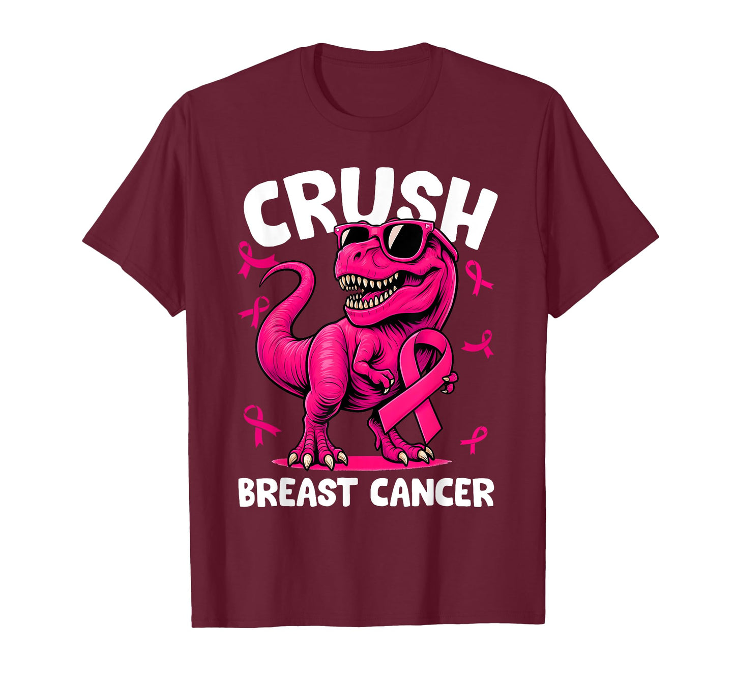 Crush Breast Cancer Dinosaur Pink Ribbon Kids Men Women T-Shirt