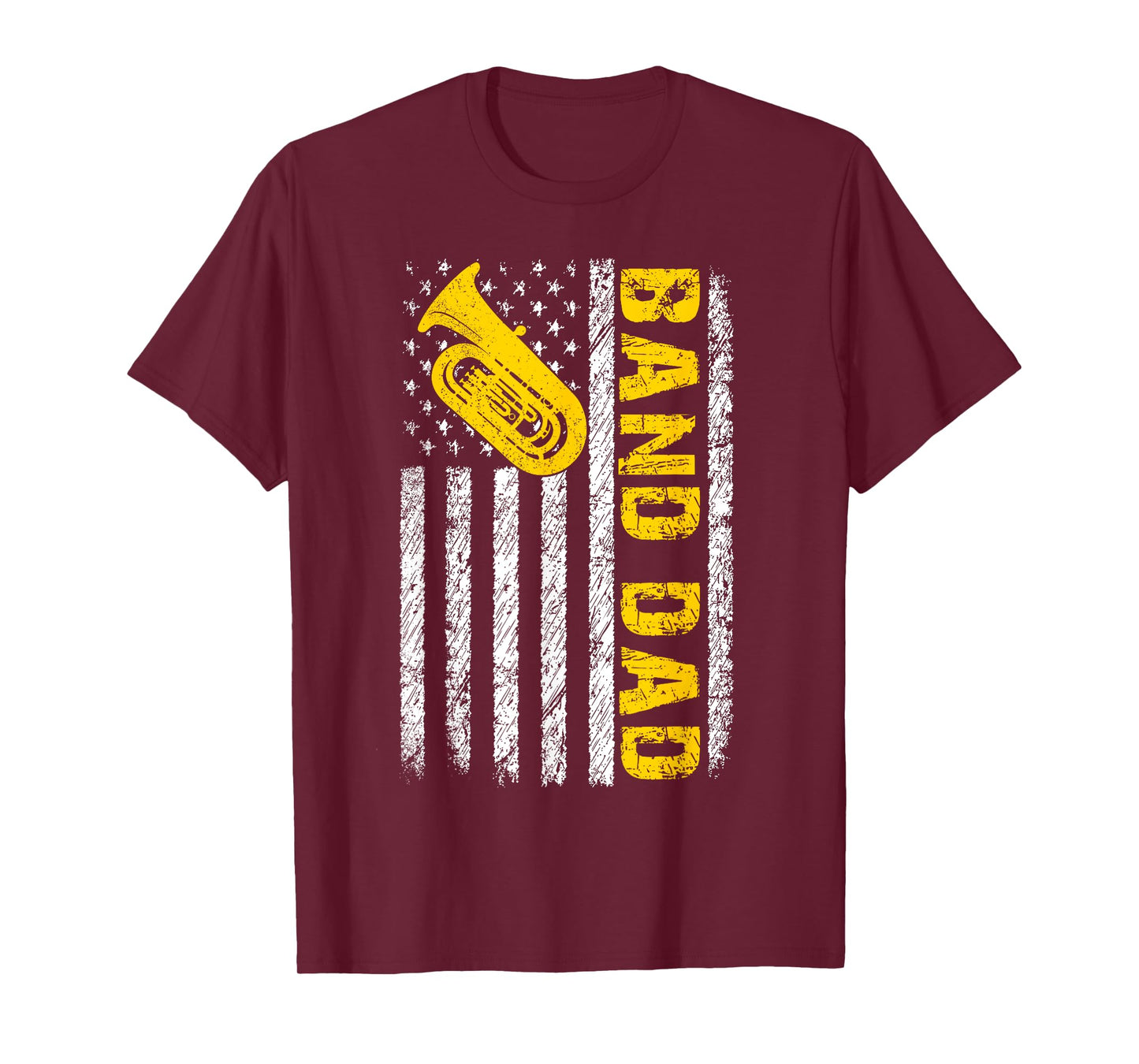 Senior Band Dad Tuba Distressed American Flag Fathers Day T-Shirt