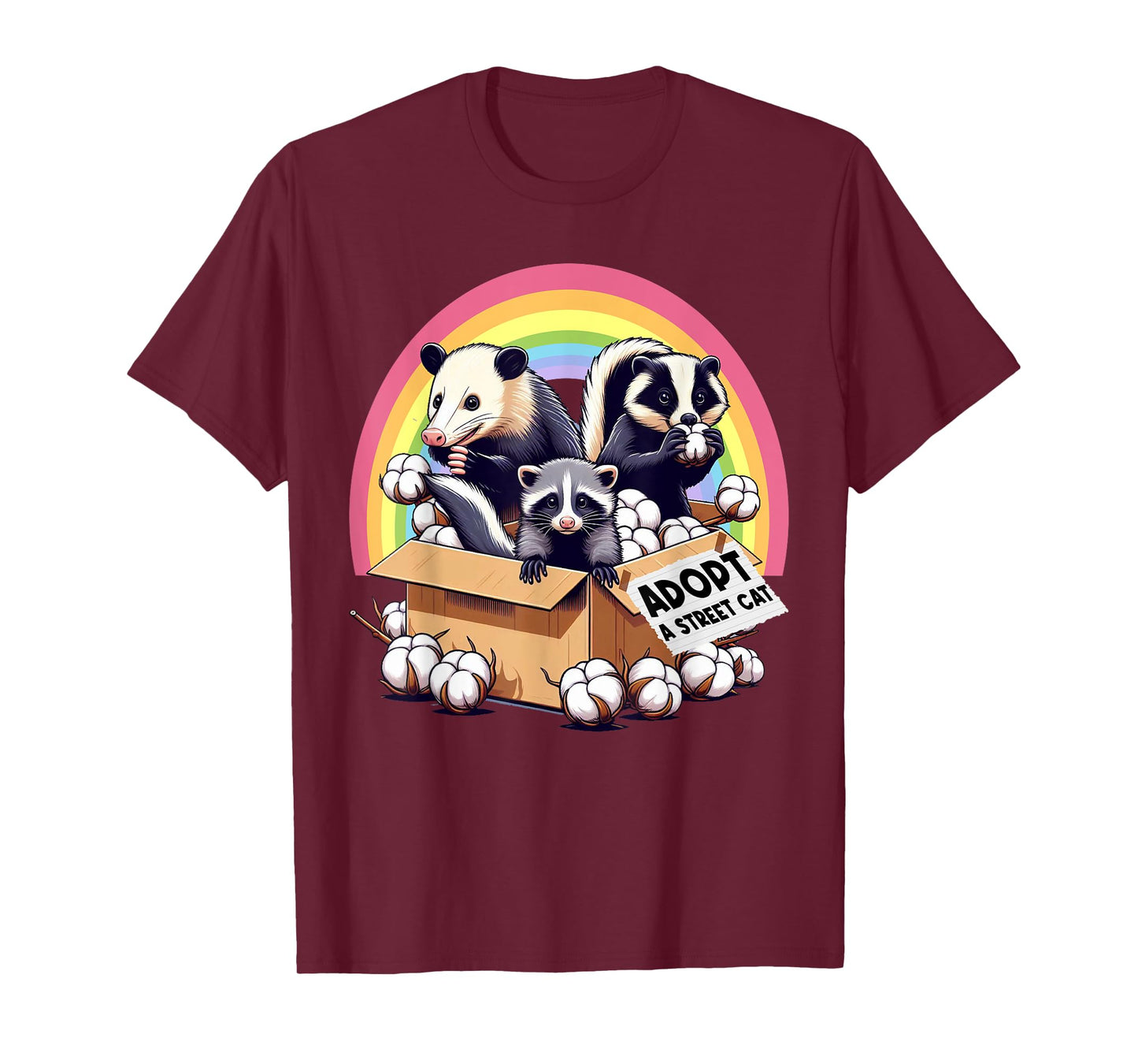 Adopt A Street Cat Funny Opossum Raccoon Skunk Vintage T-Shirt