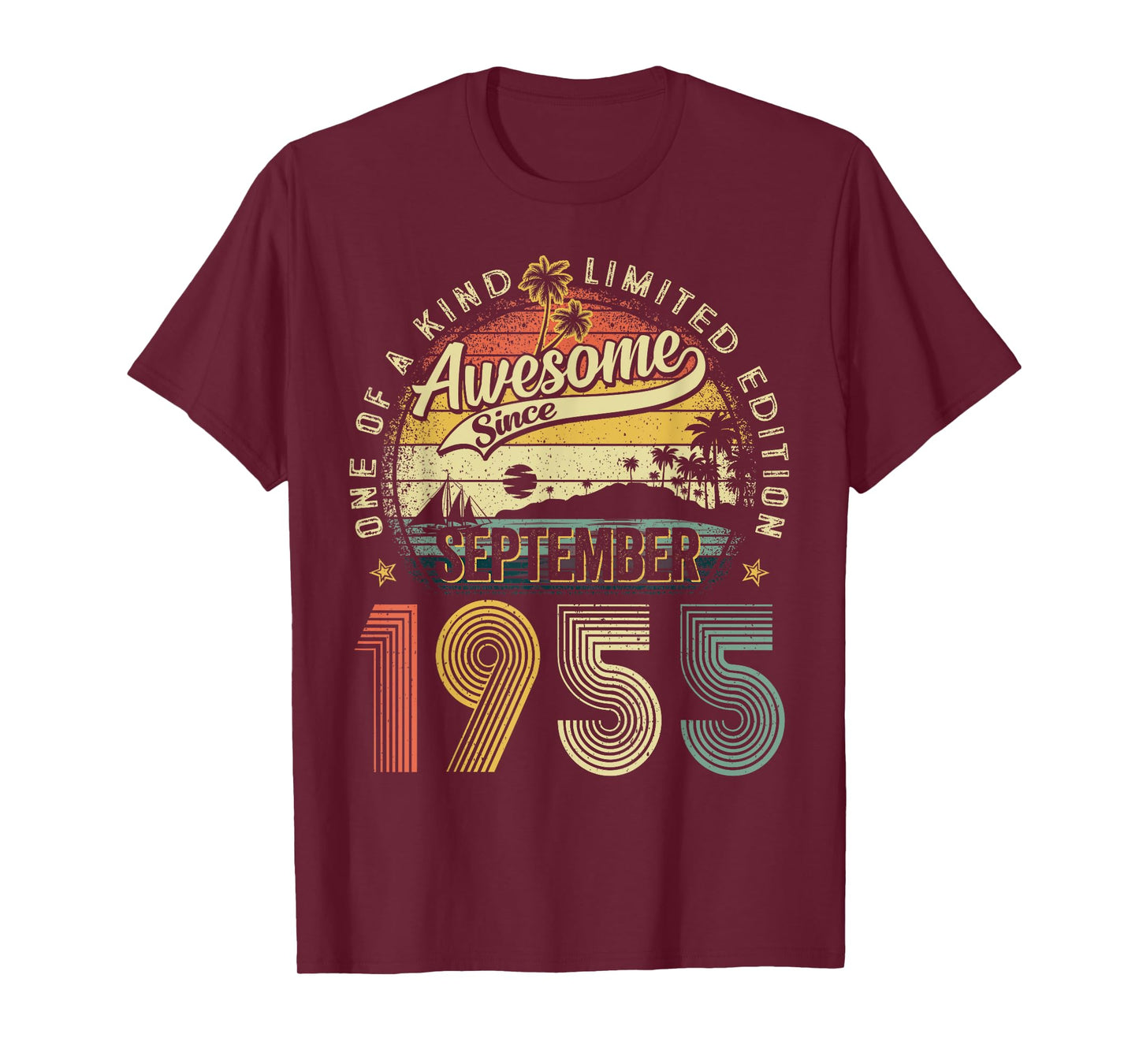 Awesome Since September 1955 Vintage Retro 70th Birthday Men T-Shirt