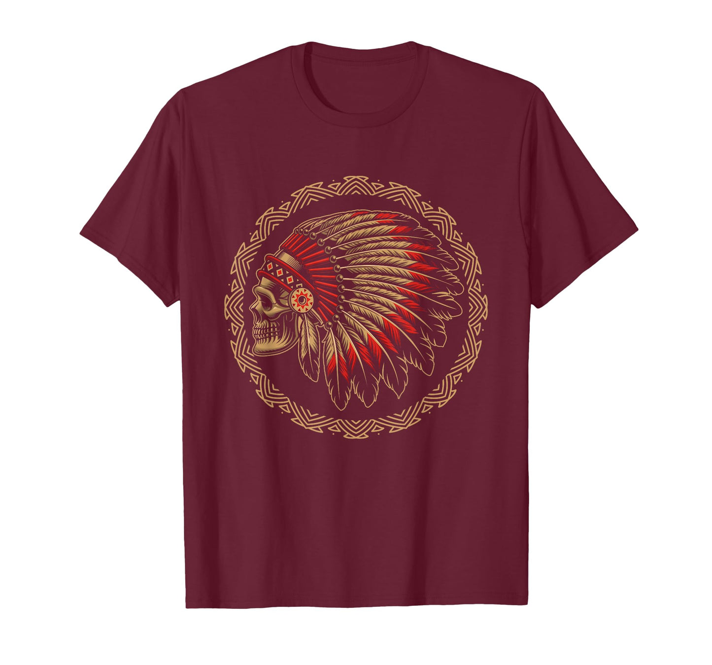 Native Indian American Indigenous People Skull Warbonnet T-Shirt