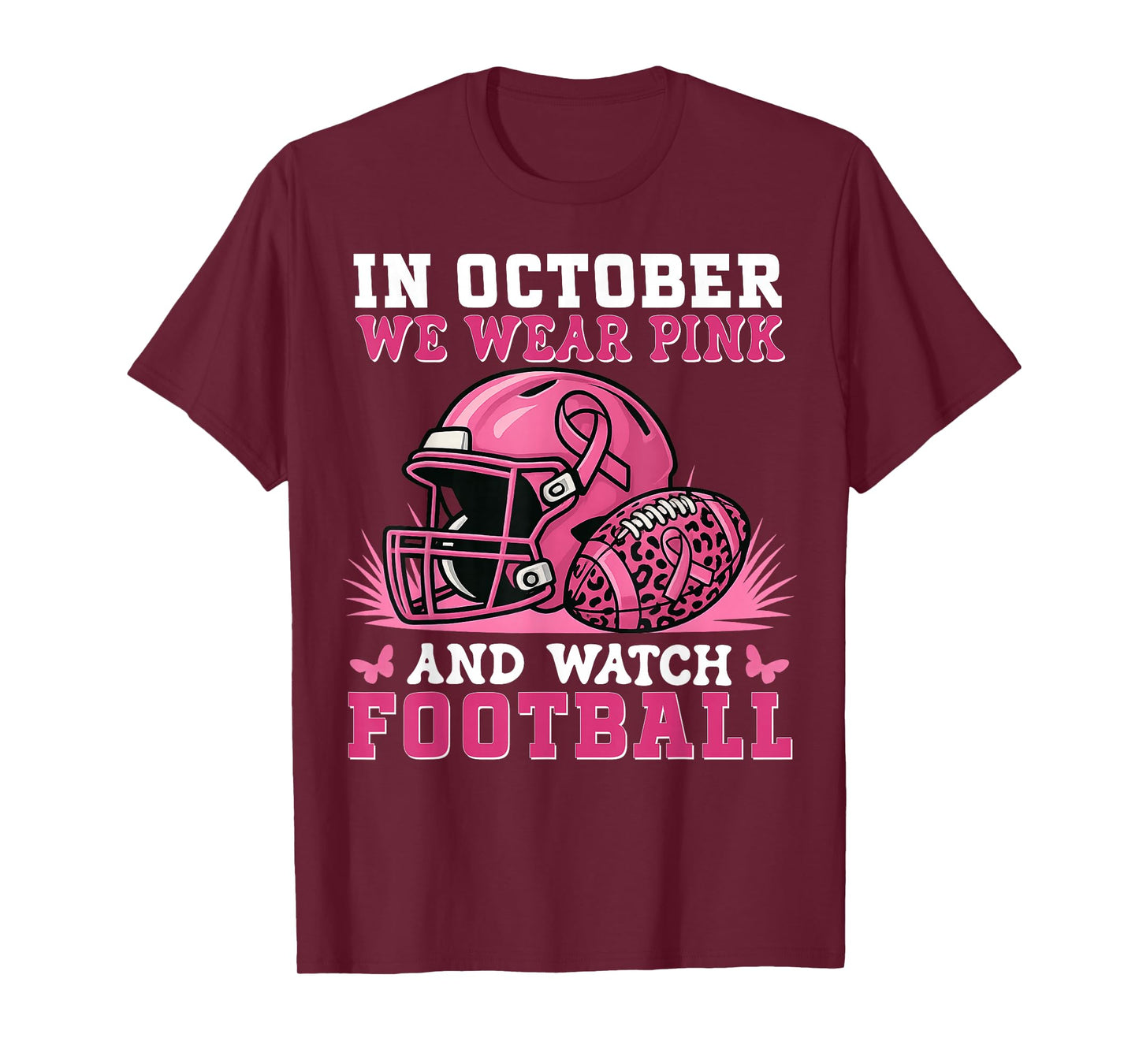 Football Breast Cancer Halloween in October we wear Pink Men T-Shirt