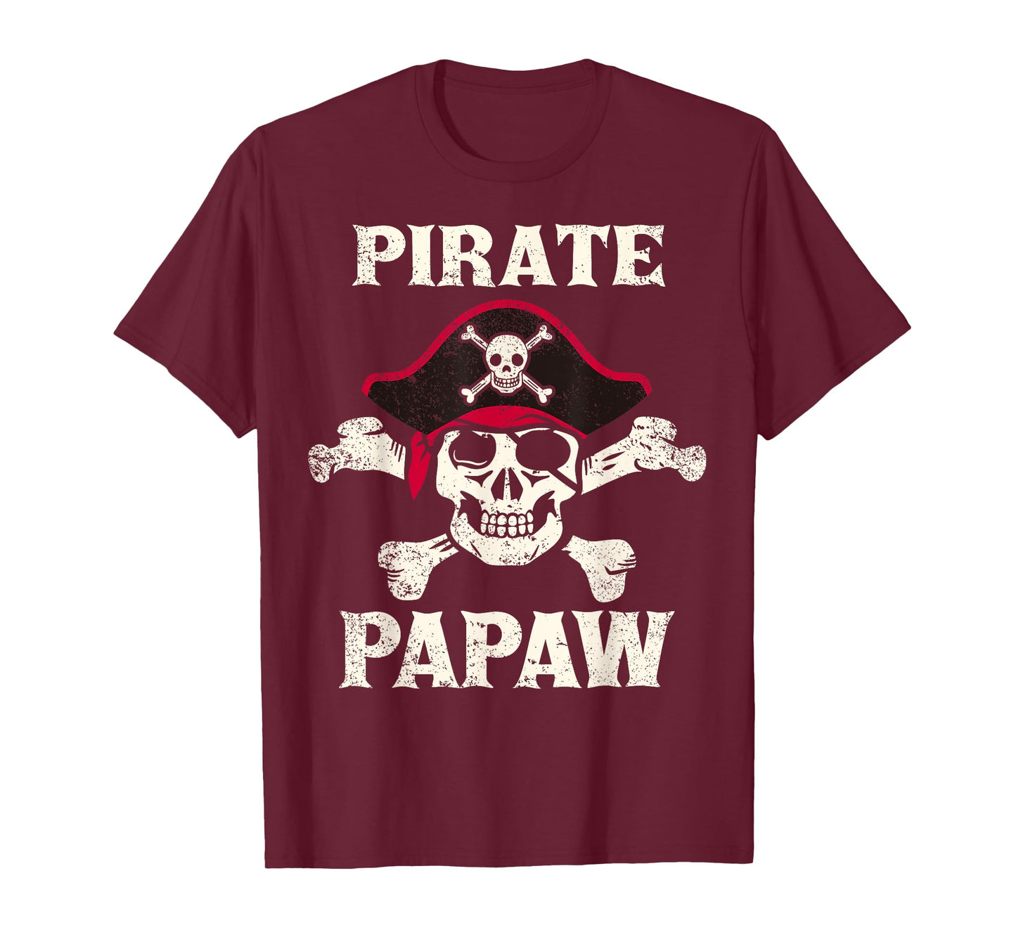 Pirate Papaw Skeleton Captain Funny Skull Pirate Papaw T-Shirt
