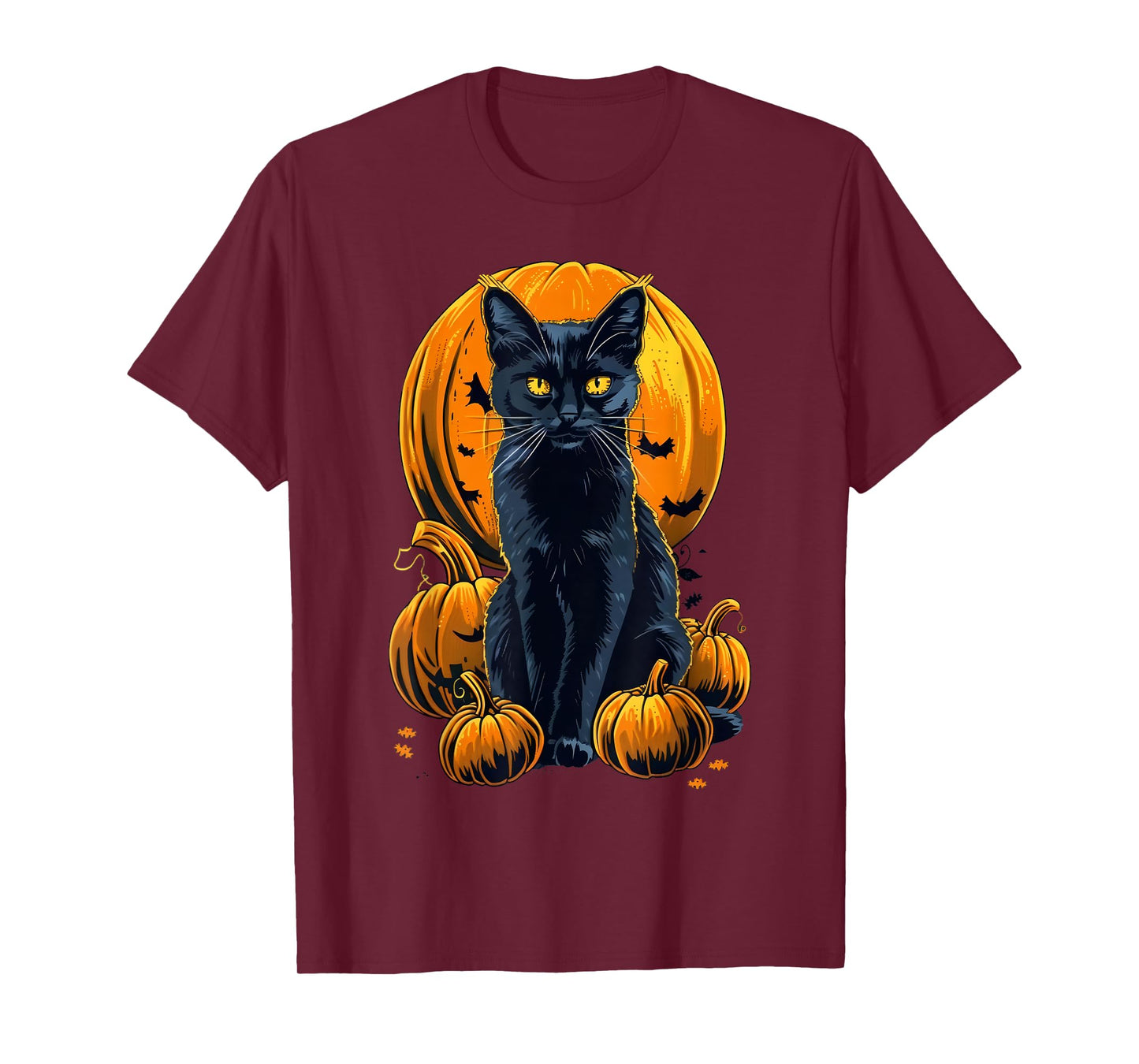 Retro Black Cat Halloween Pumpkin Costume For Women Men Kids T-Shirt