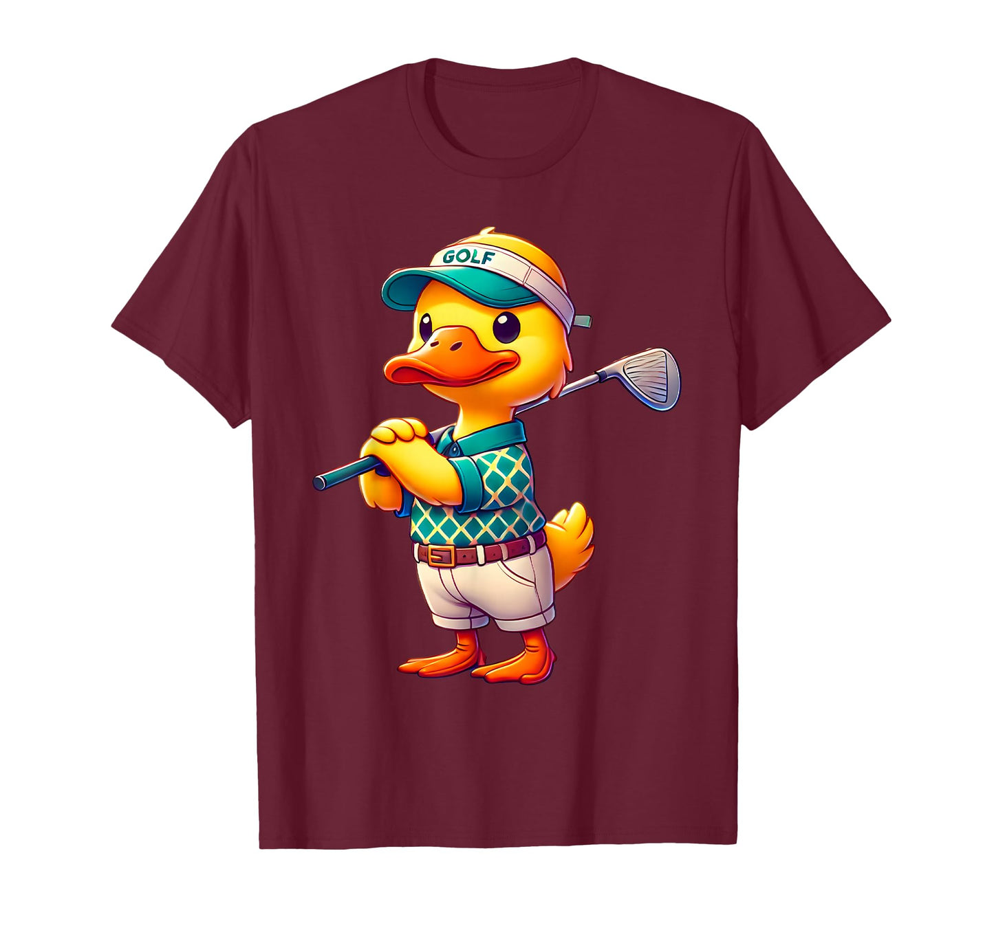 Cute Duck Playing Golf Golfer Golfing Men Women Kids T-Shirt