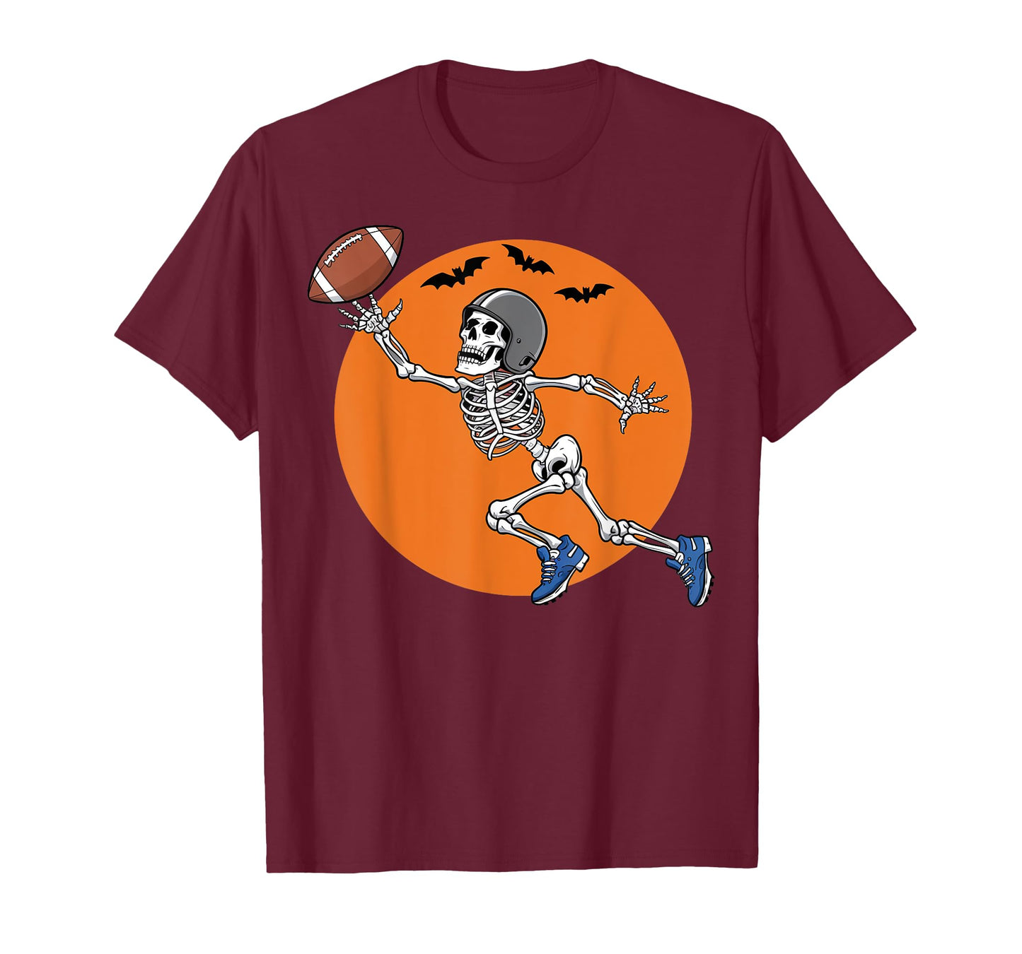 American Football Skeleton Halloween Gifts Men Women Boys T-Shirt