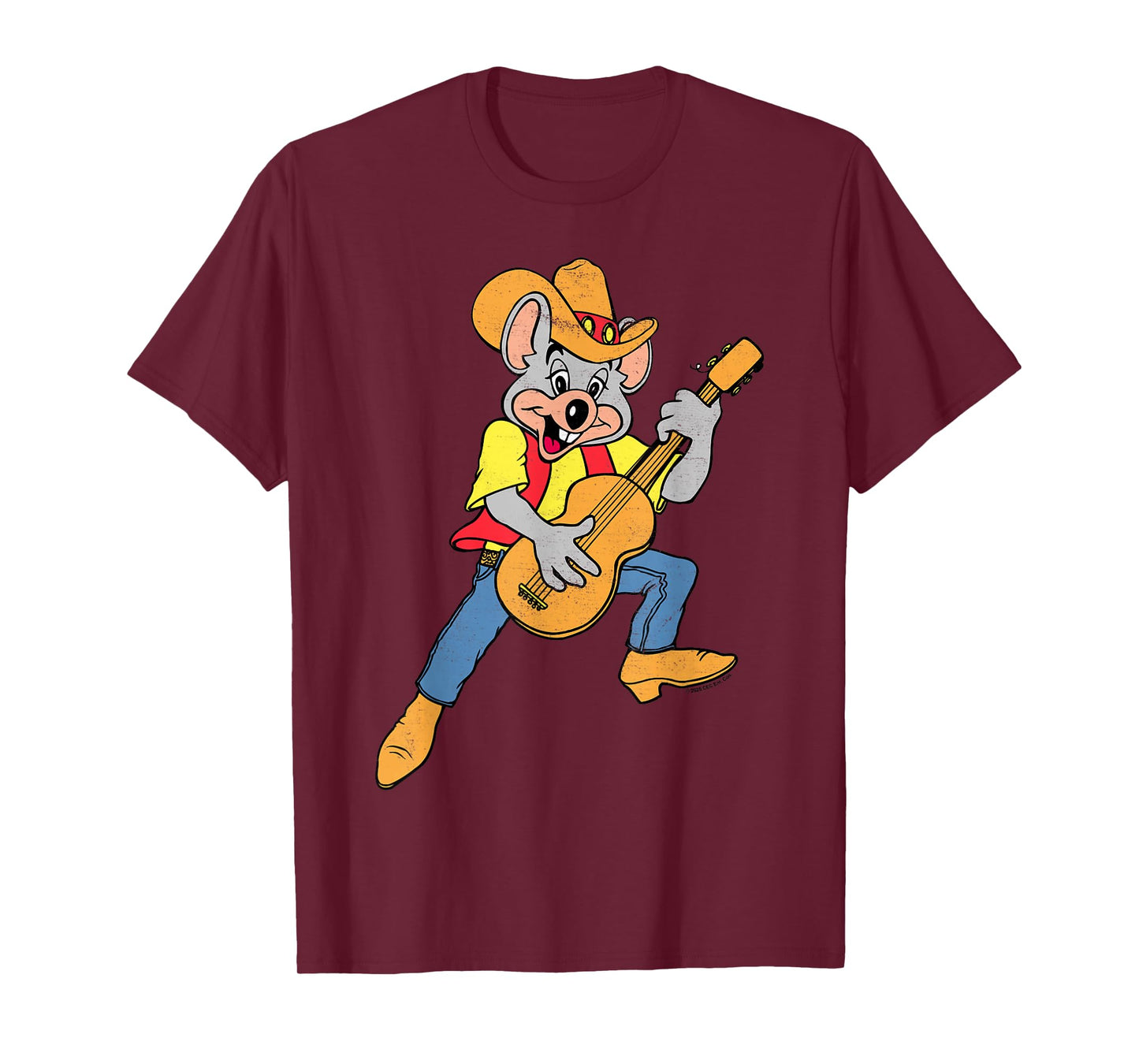 Chuck E. Cheese Cowboy Chuck E. Playing Guitar Distressed T-Shirt