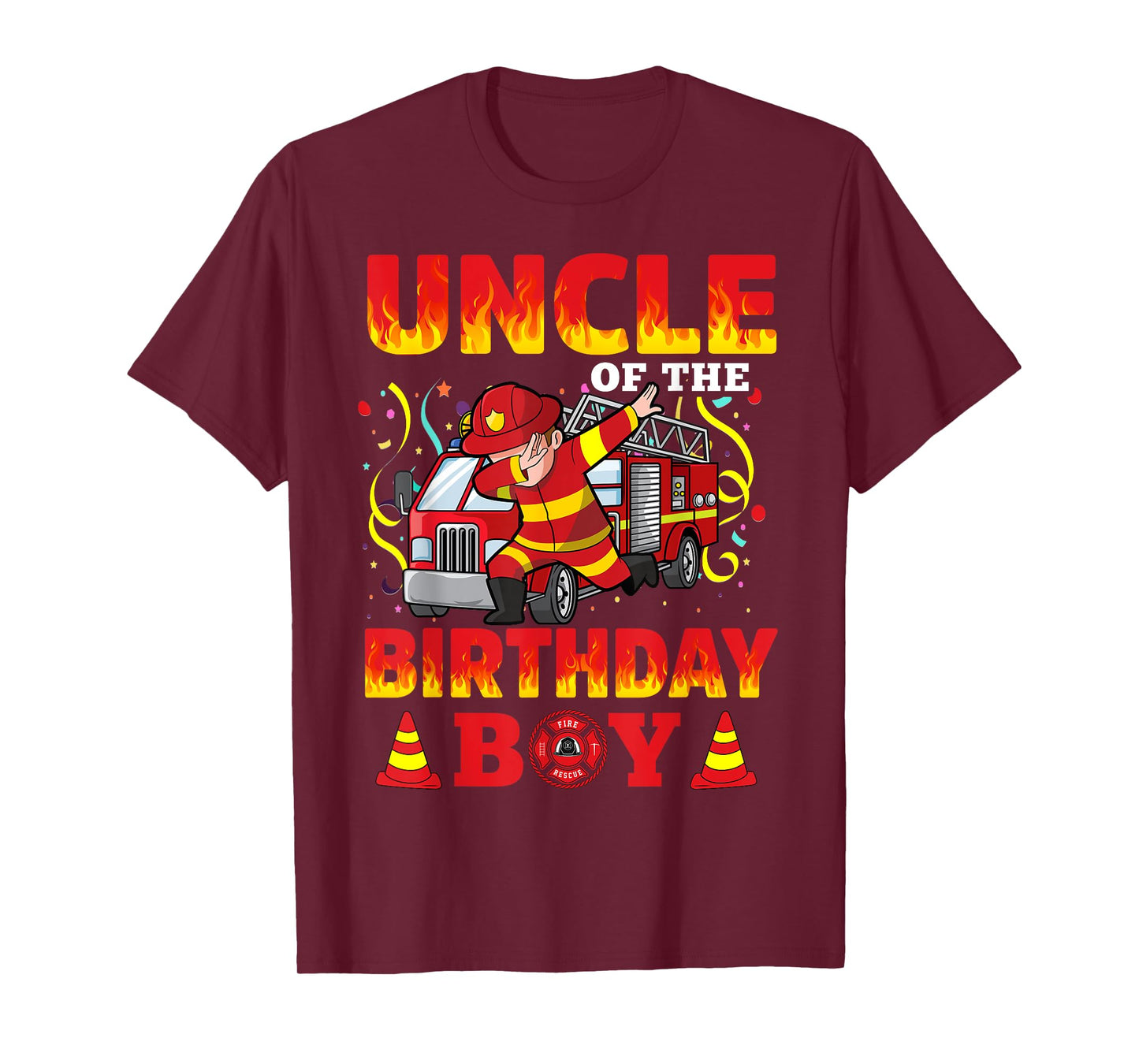 Uncle Of The Birthday Boy Fire Truck Firefighter Boys T-Shirt