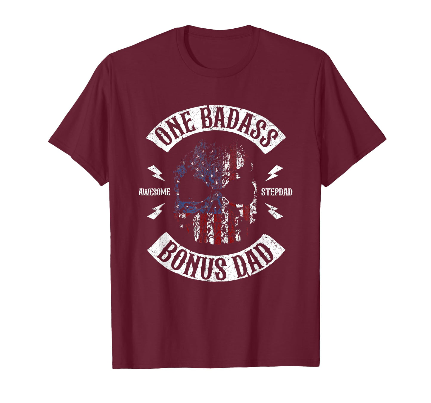 Mens One Badass Bonus Stepdad Birthday Step Dad Fathers Day T-Shirt