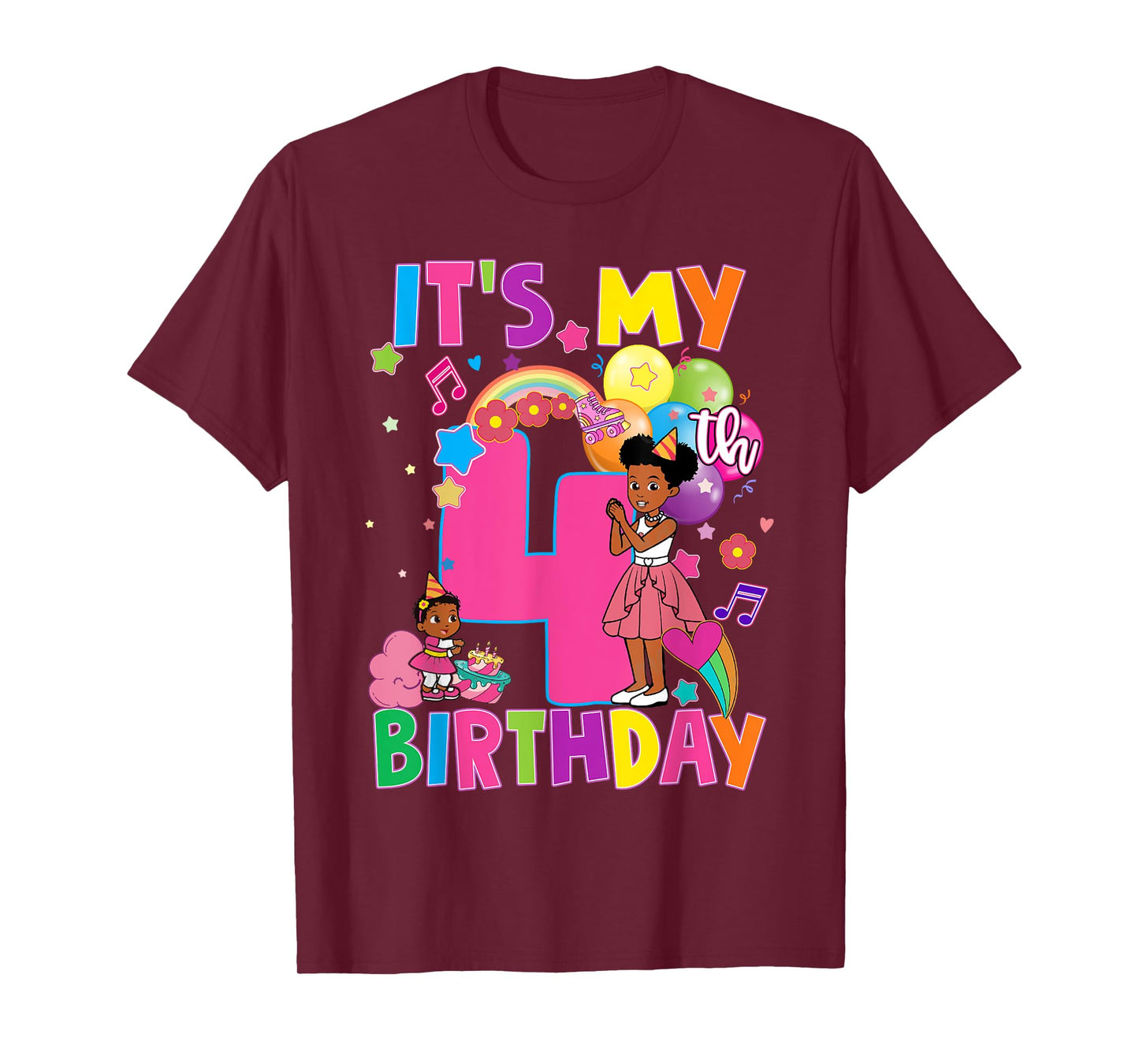 Baby Girl 4th Birthday Party Pink Doll Family Decorations T-Shirt
