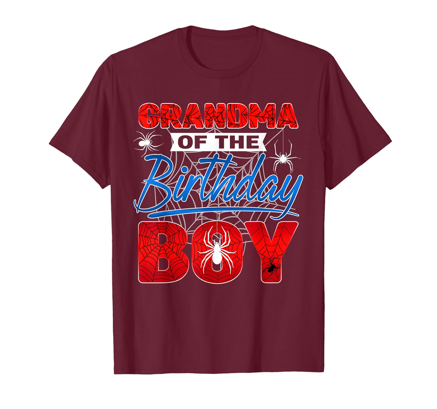 Grandma Of The Birthday Boy Spider Web Birthday Party Family T-Shirt