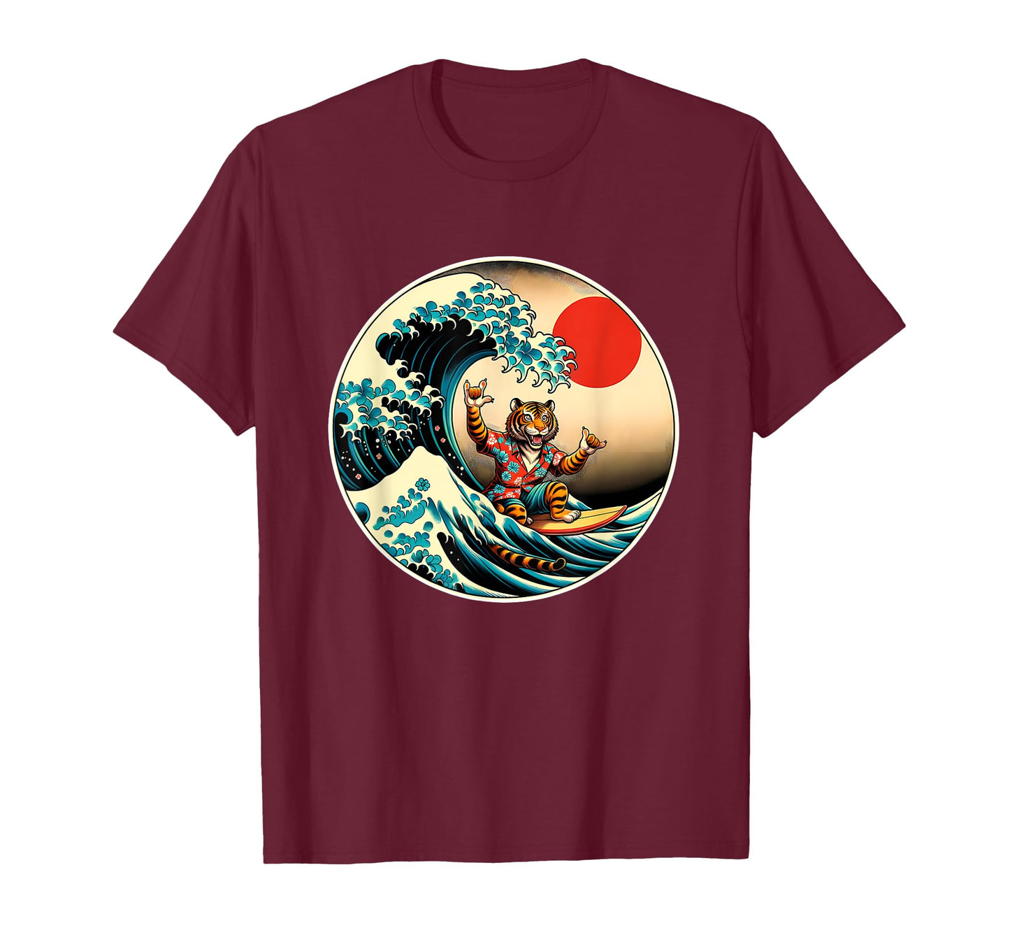 Great Wave Kanagawa Tiger Surfing T-Shirt
