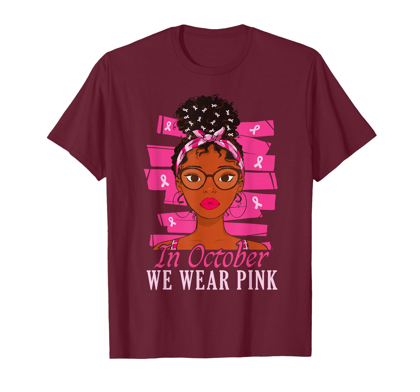 in October We Wear Pink Black Women Breast Cancer Awareness T-Shirt