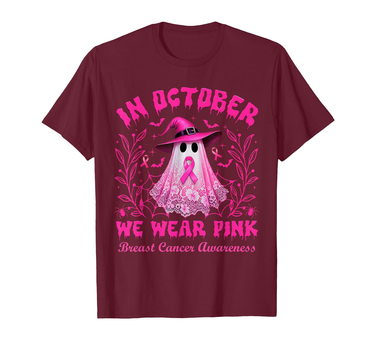 Breast Cancer Halloween Women in October We Wear Pink T-Shirt