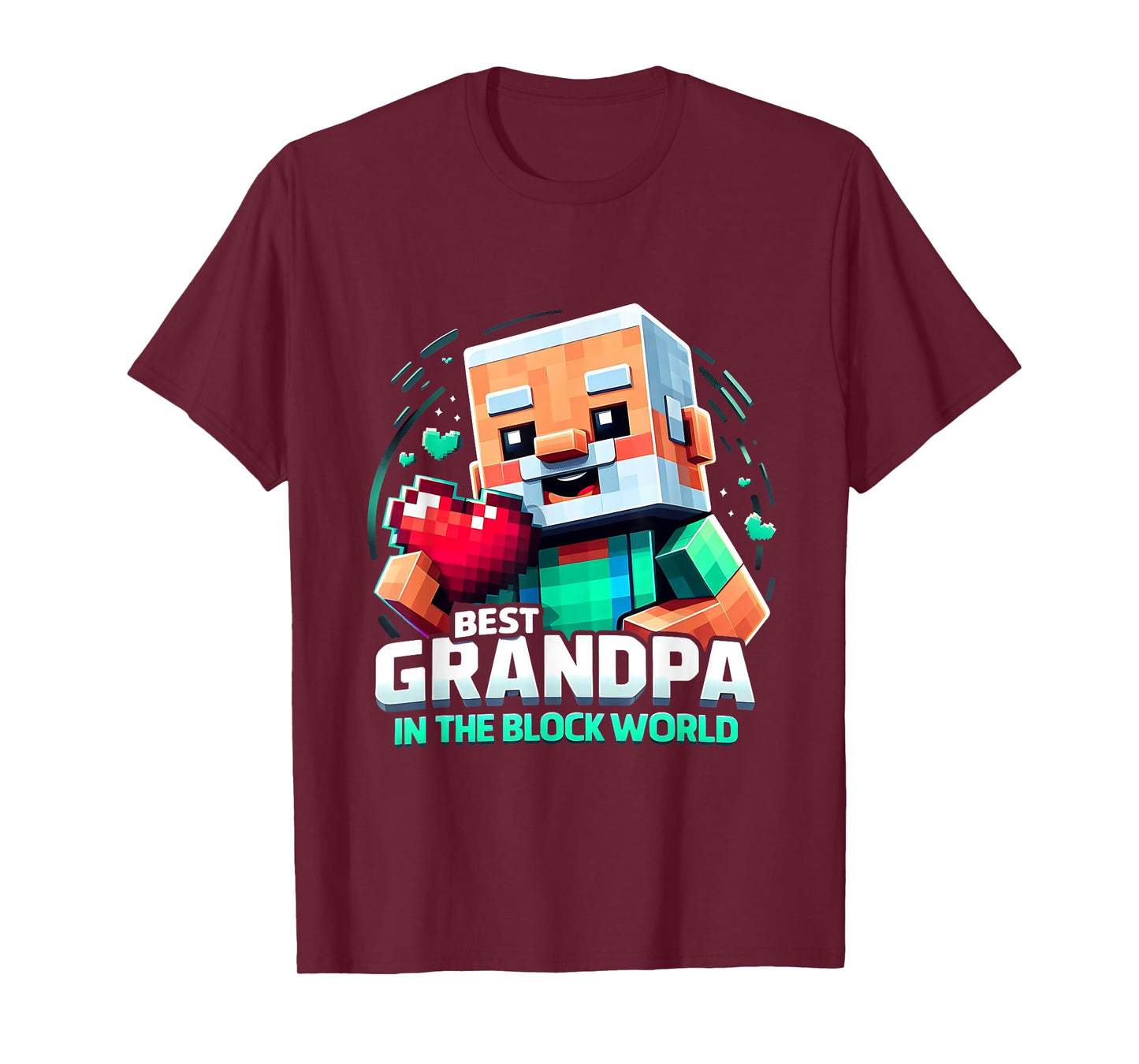 Best Grandpa in the Block World Pixel Gaming Father Day T-Shirt