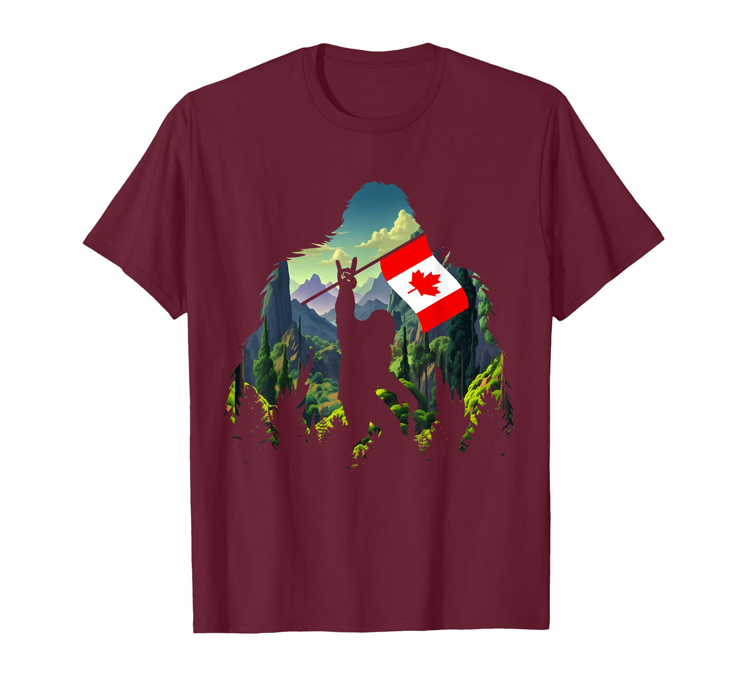 Bigfoot Lover Camper Maple Leaf Canadian Flag Canada Day T-Shirt