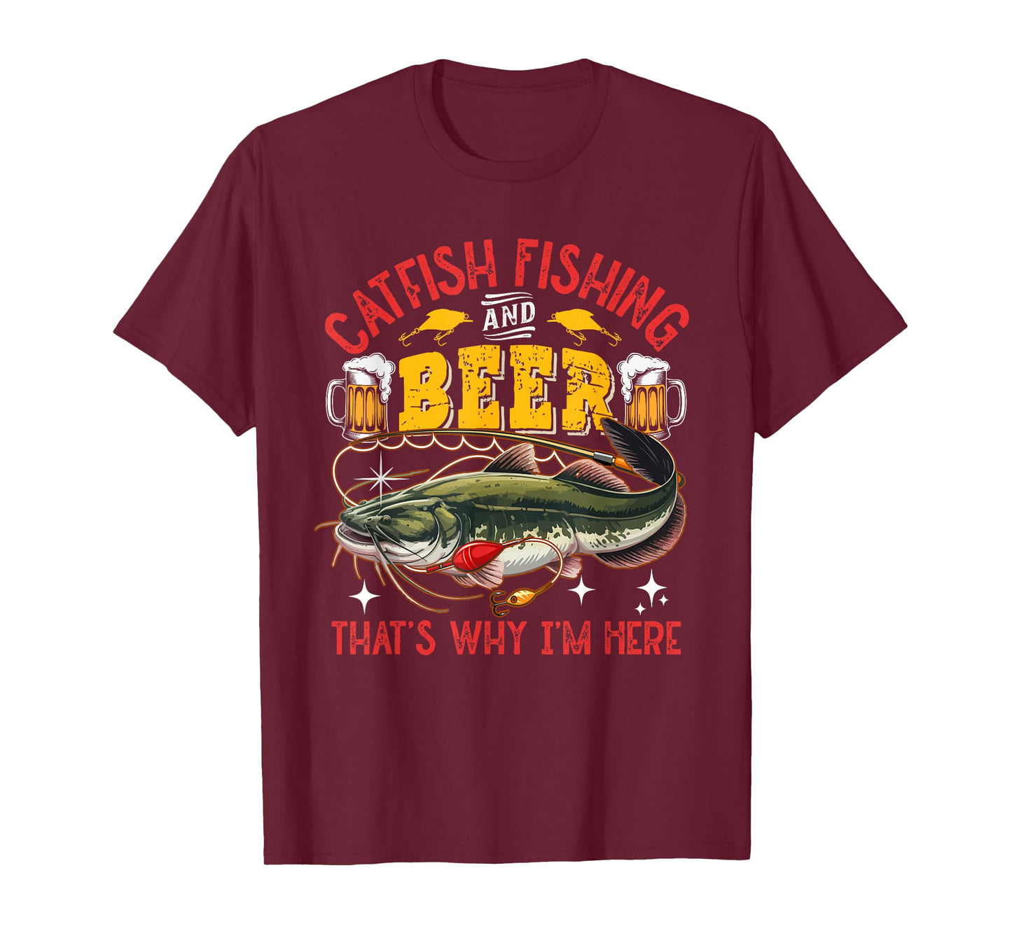 Catfish Fishing And Beer Funny Fisherman Drinking Beer Lover T-Shirt