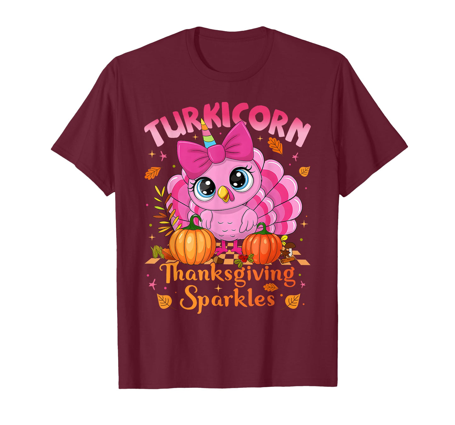 Cute Unicorn Turkey Turkicorn Girl Kids Funny Thanksgiving T-Shirt