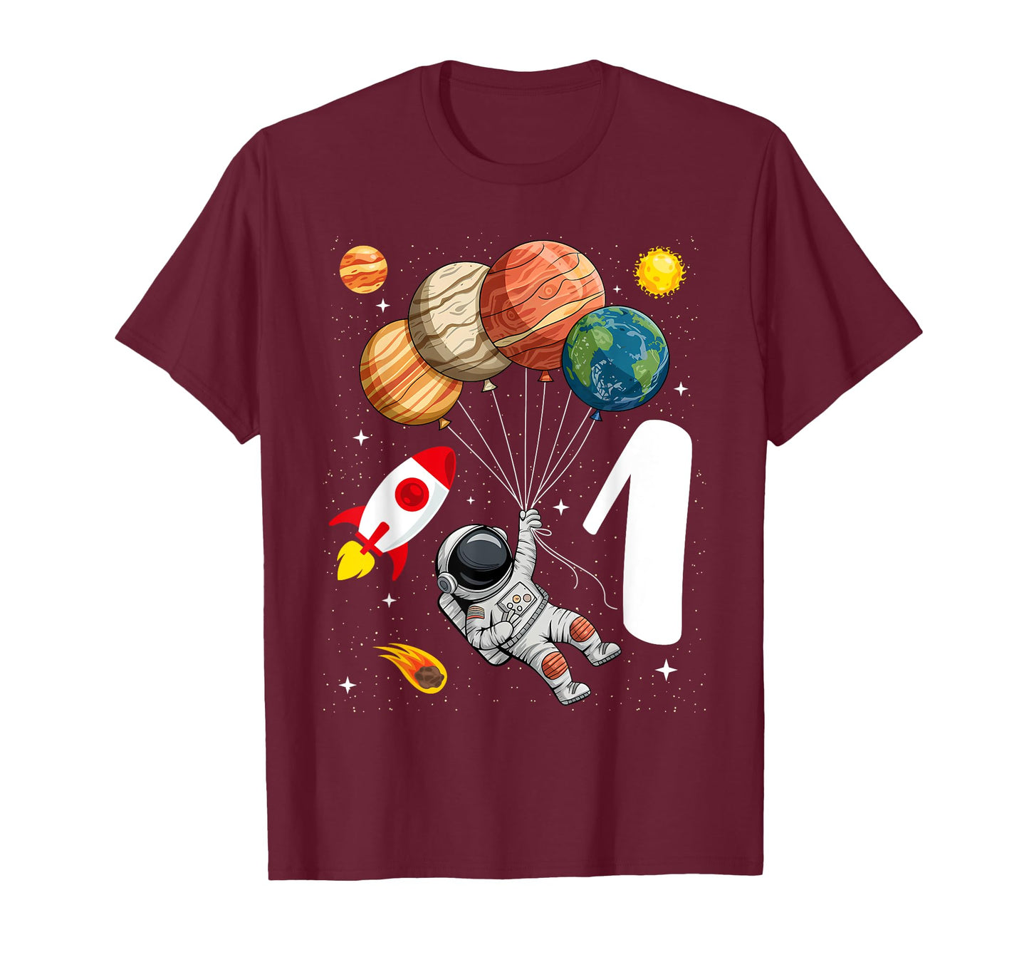 1 Year Old Astronaut Outer Space 1st Birthday Boy Girl Kids T-Shirt