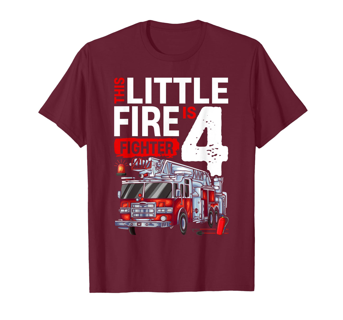 4 Year Old Firefighter Birthday Party Fire Truck 4th T-Shirt