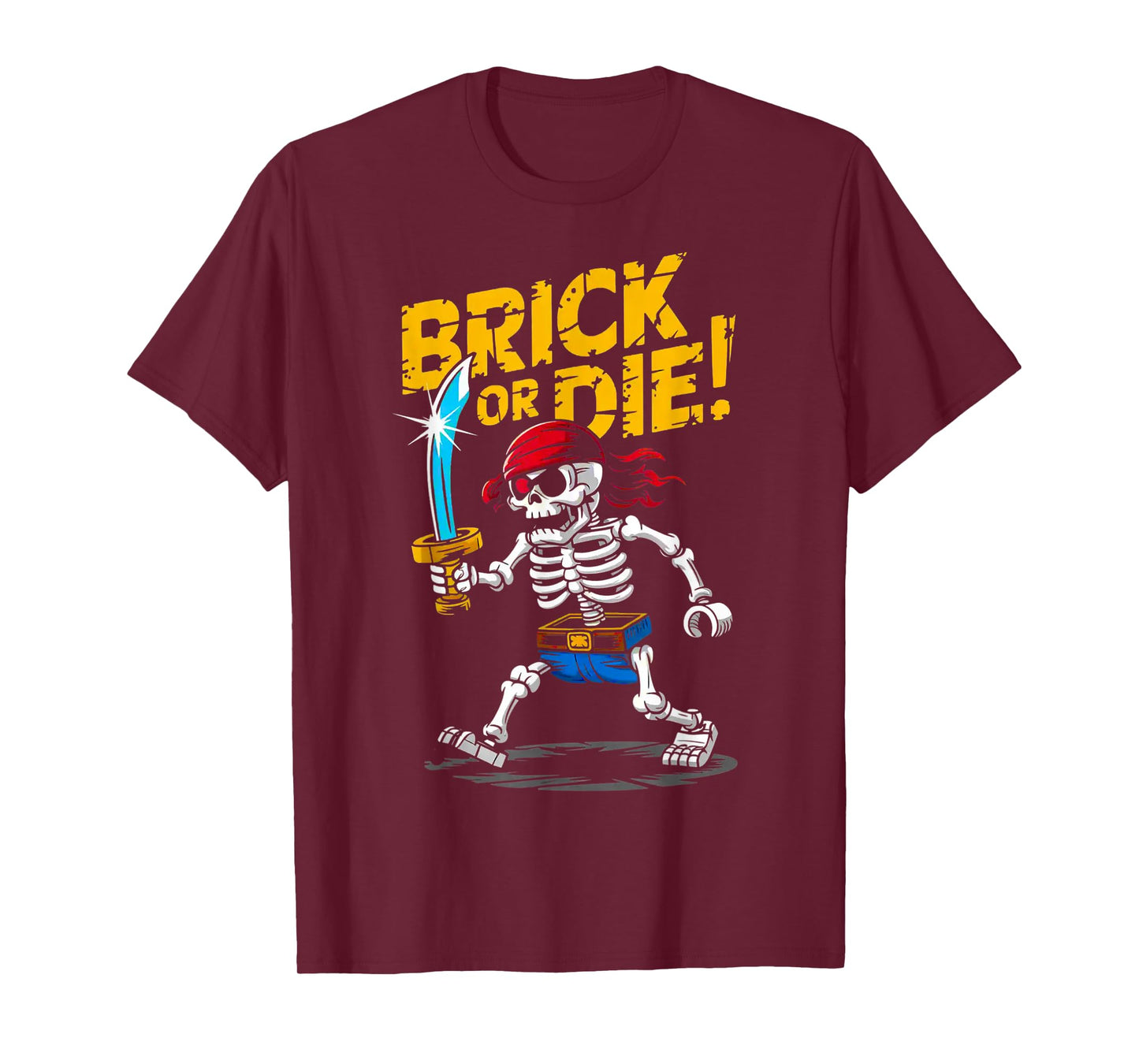 Halloween Bricks Pirate Skeleton Builder Blocks Building Toy T-Shirt