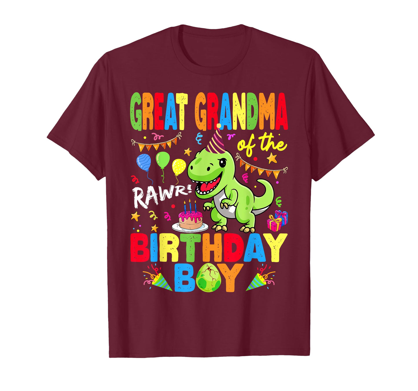 Great Grandma Of The Birthday Boy Dinosaur T-Rex RAWR T-Shirt